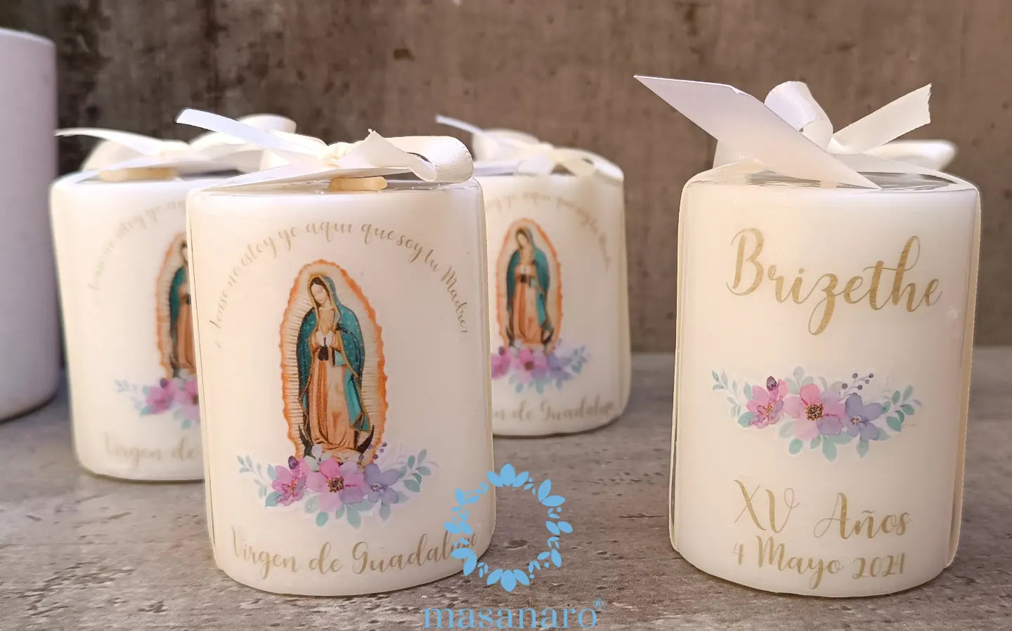 Paquete 10 velas Virgen de Guadalupe para XV Años