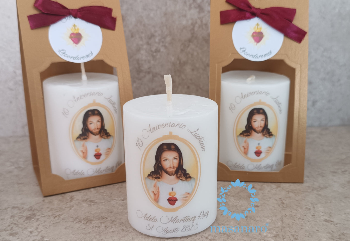 Paq. 10 cirios Sagrado Corazón de Jesús