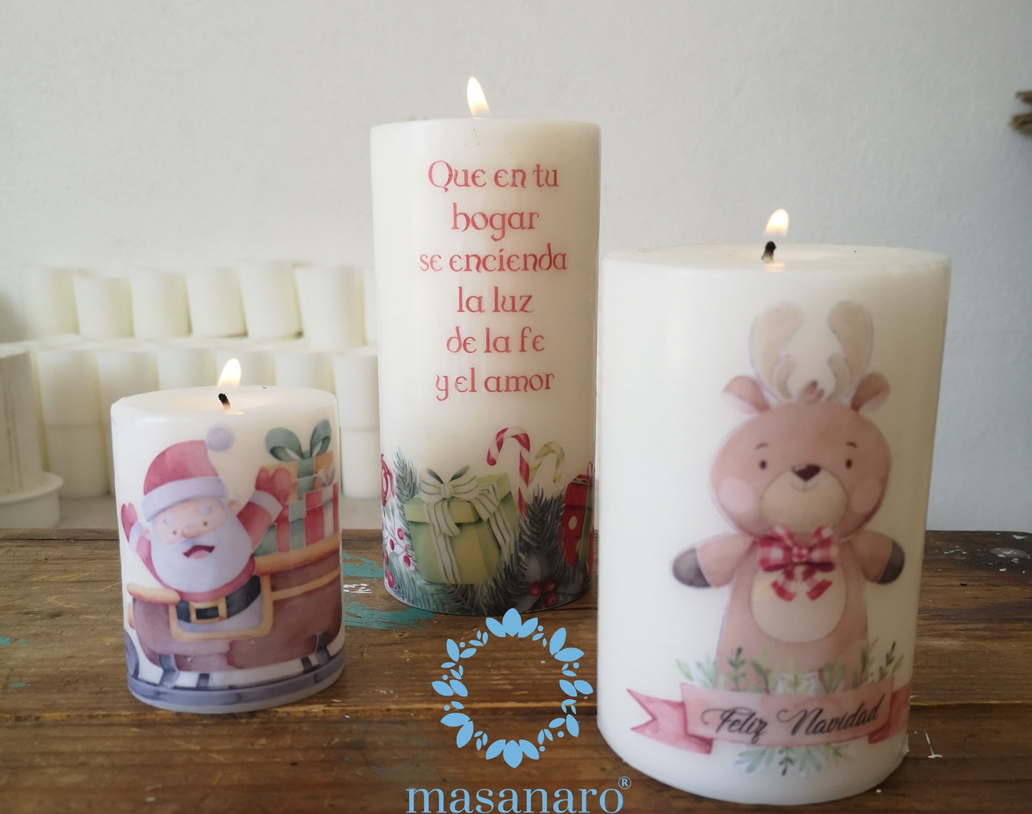 Paq. 3 cirios Santa Claus