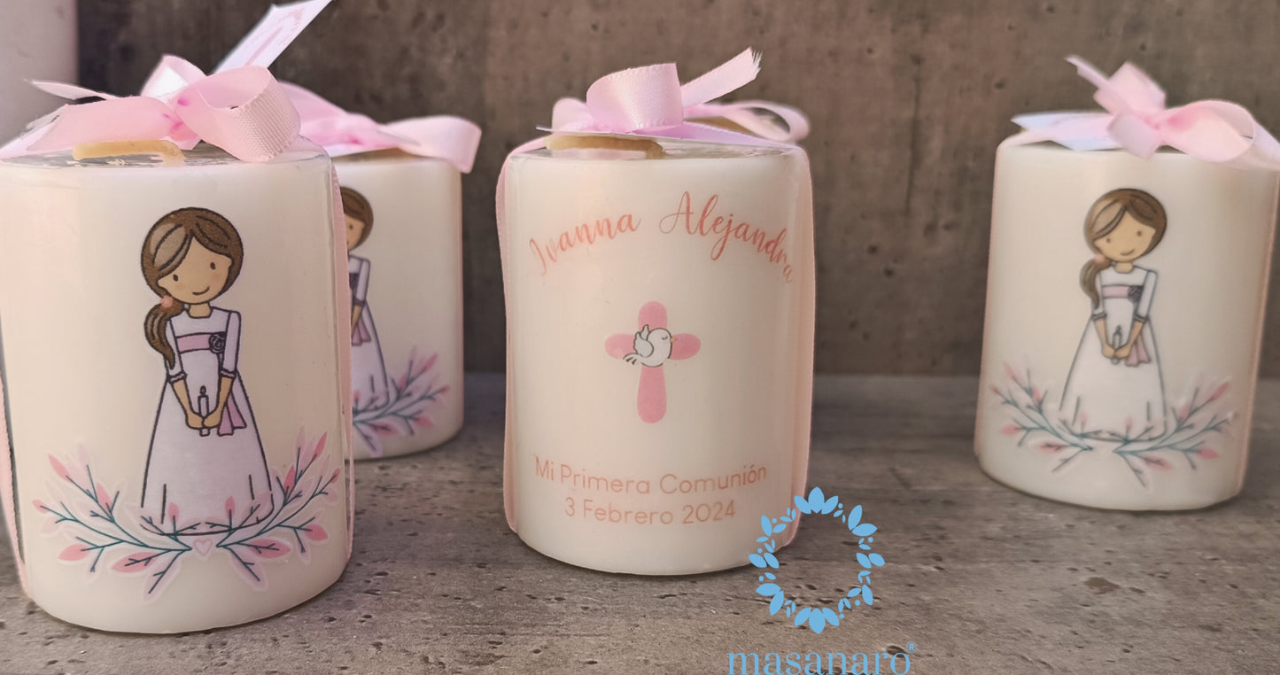 Vela con diseño de Muñequita primera comunión