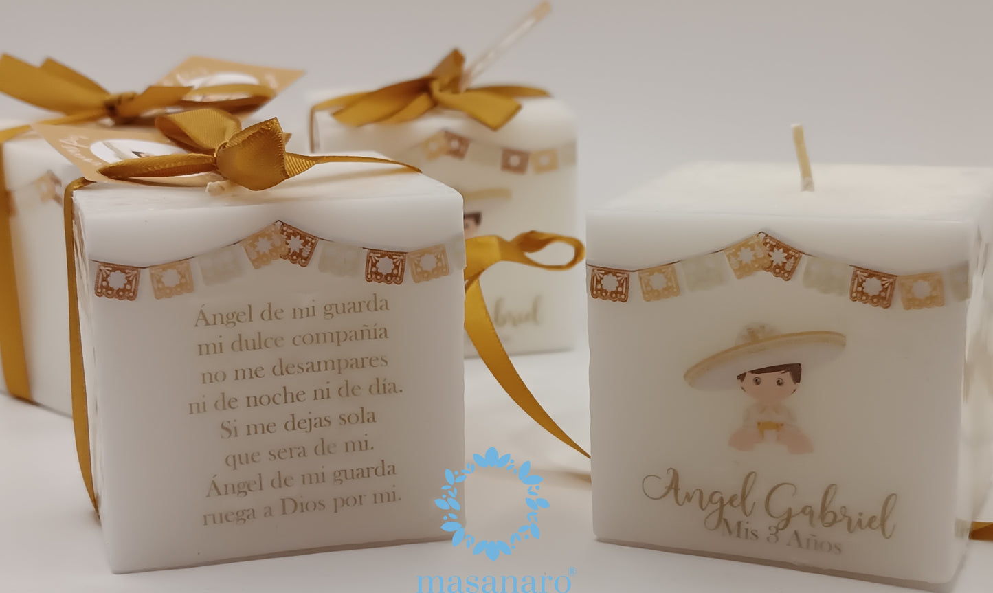 Paq. 10 velas cubo. Mod. Charrito dorado