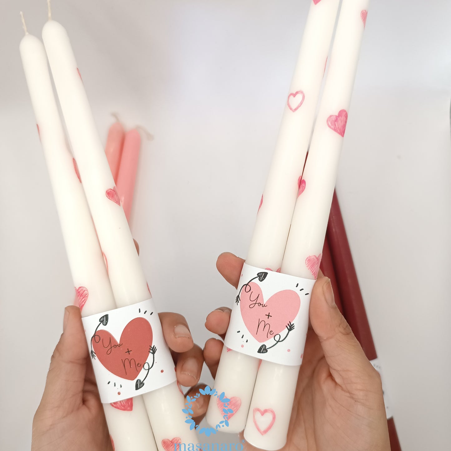 Paq. 2 velas candelabro corazones