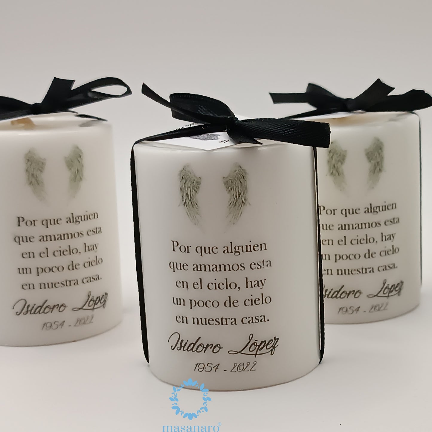 Paquete 10 velas. Modelo alas de angel aniversario luctuoso
