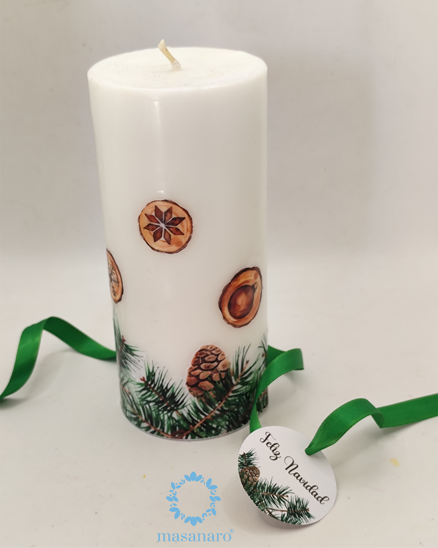 Vela navideña. Diseño bosque