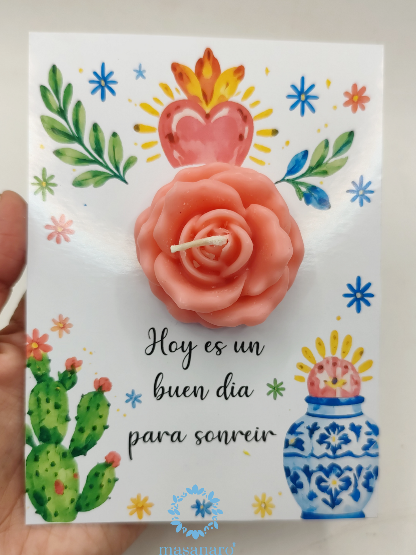 Tarjeta con vela de flor
