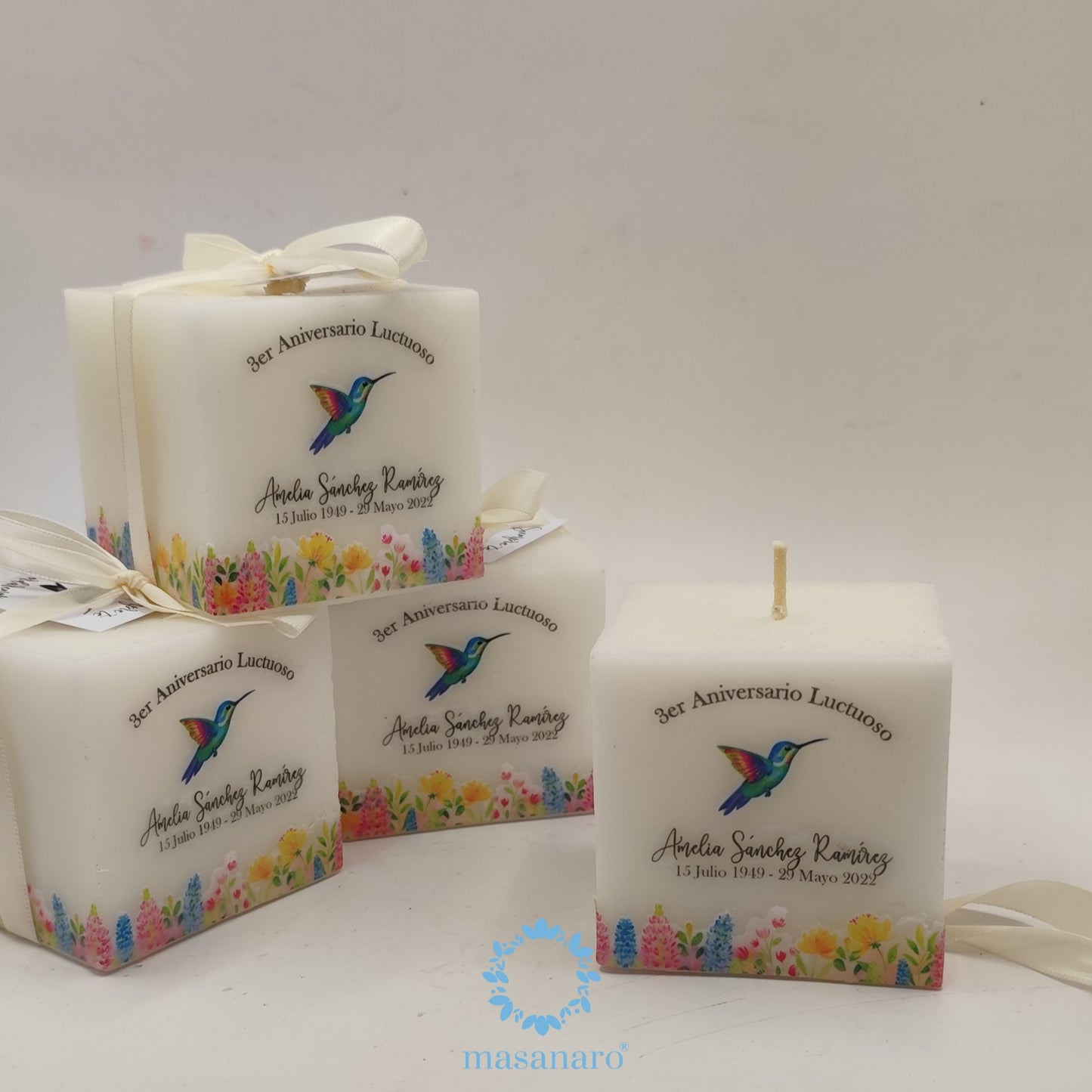 Paq. 10 velas. Colibrí y flores