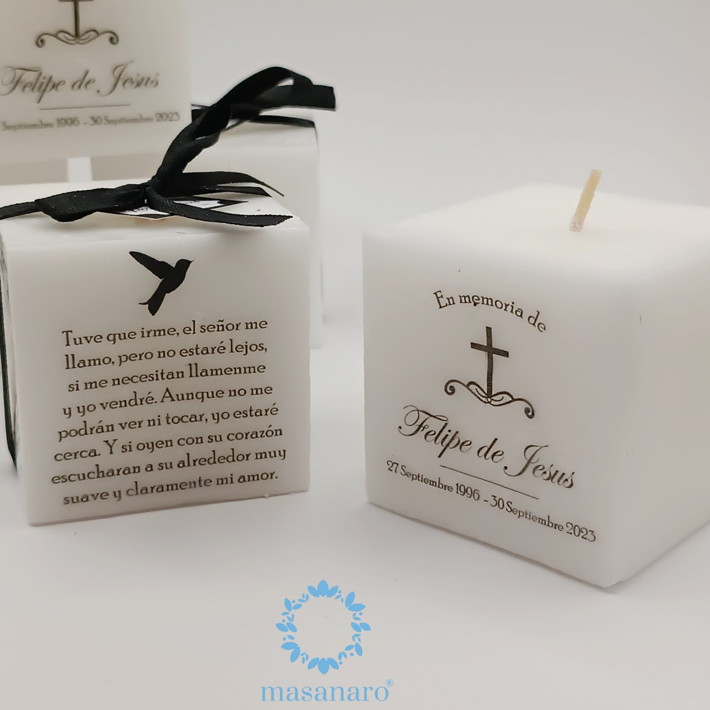 Vela cubo. Diseño clasico aniversario Luctuoso