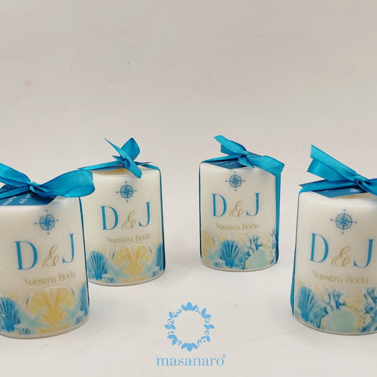 Paq. 10 velas diseño marino Boda
