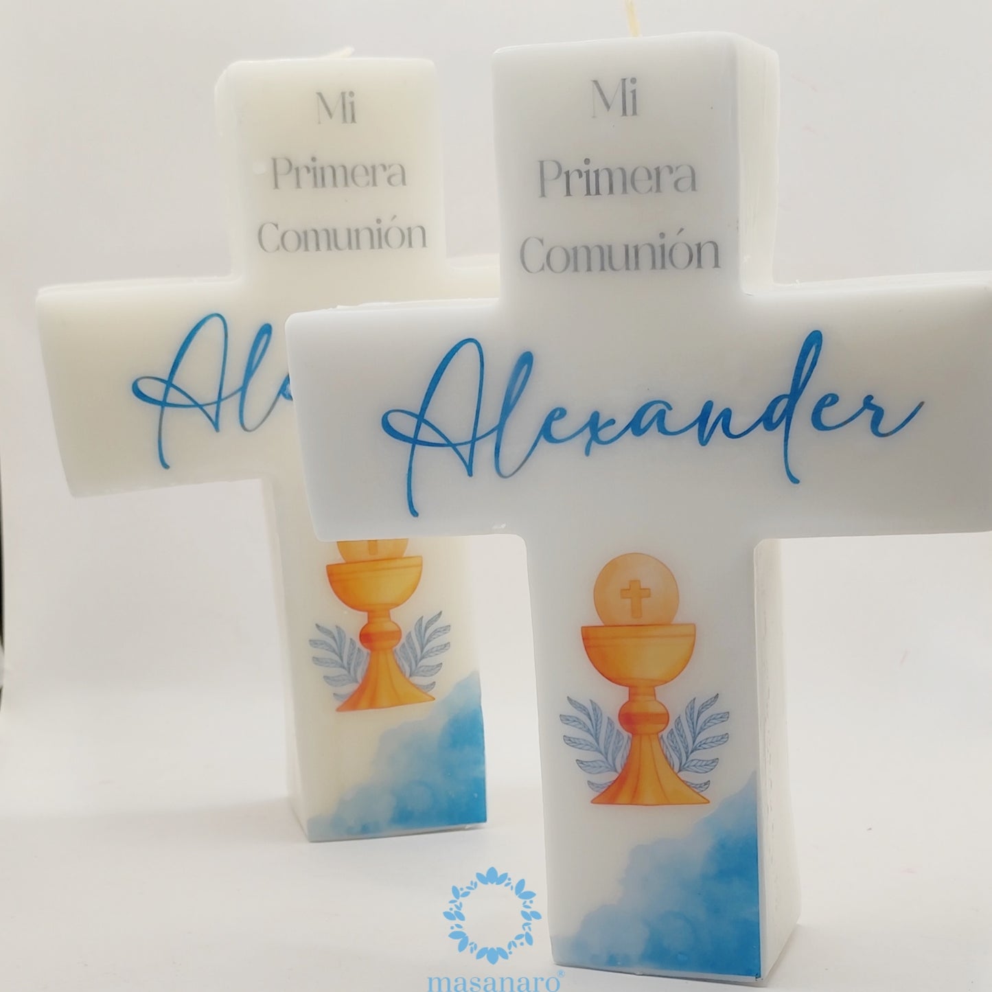 Vela de cruz grande. Diseño cáliz primera comunión