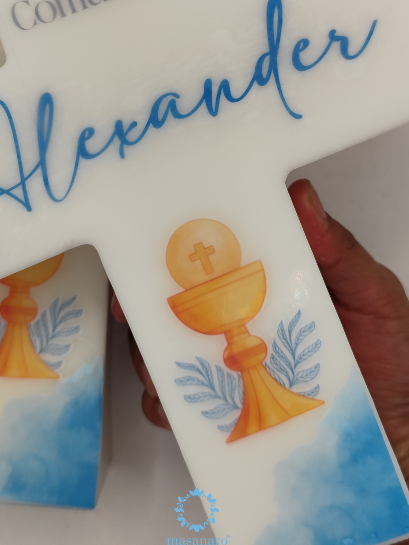 Vela de cruz grande. Diseño cáliz primera comunión