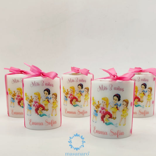 Paquete 10 velas. Diseño Princesas