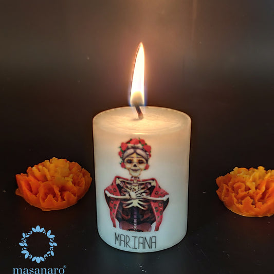 Vela de cirio "abuelita" día de muertos