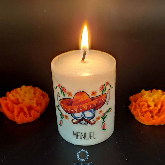 Vela de cirio "catrin con sombrero"