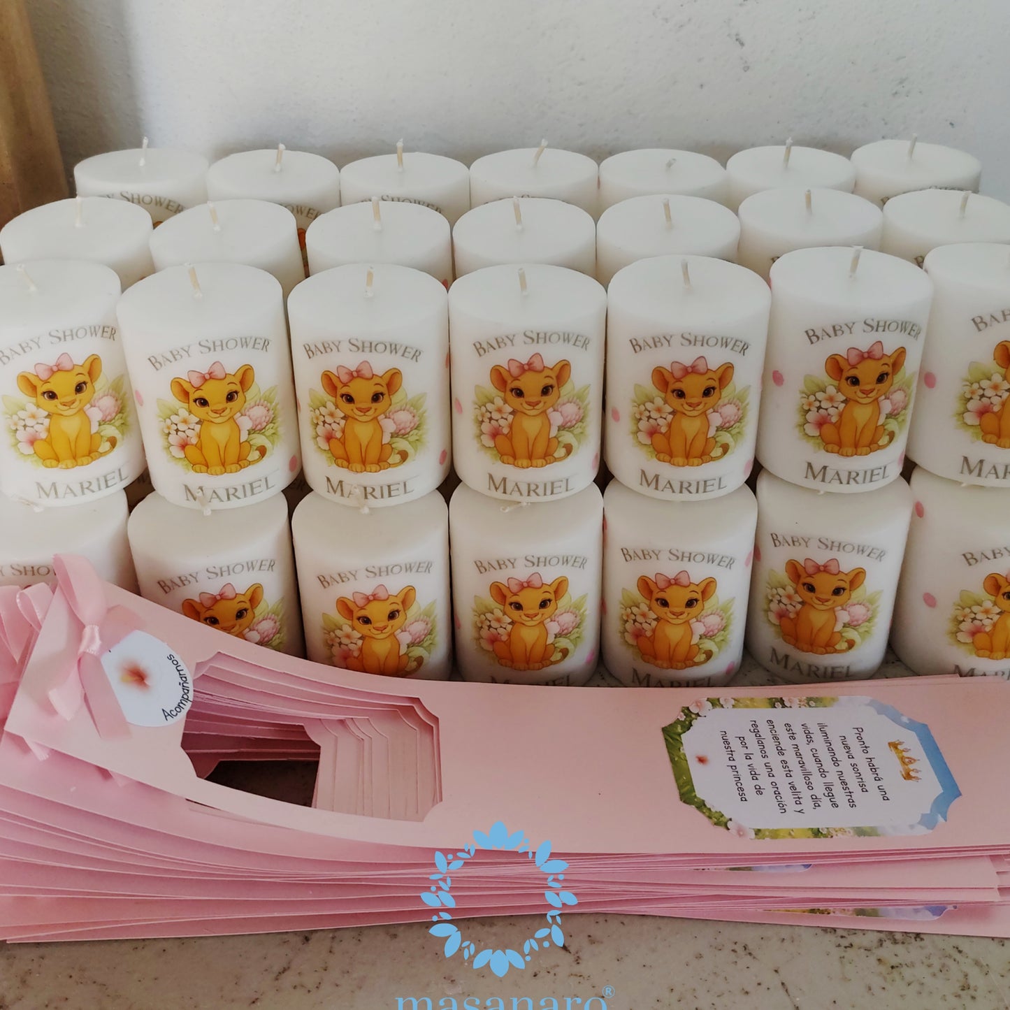 Cirios con empaque de cartón. Diseño Nala bebe