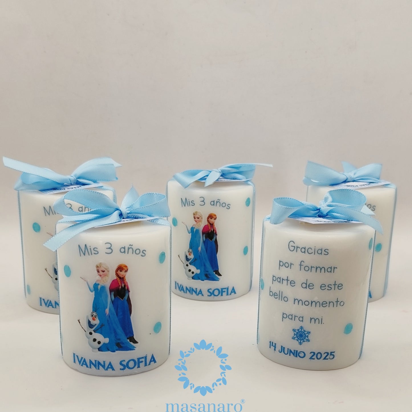 Vela con diseño frozen