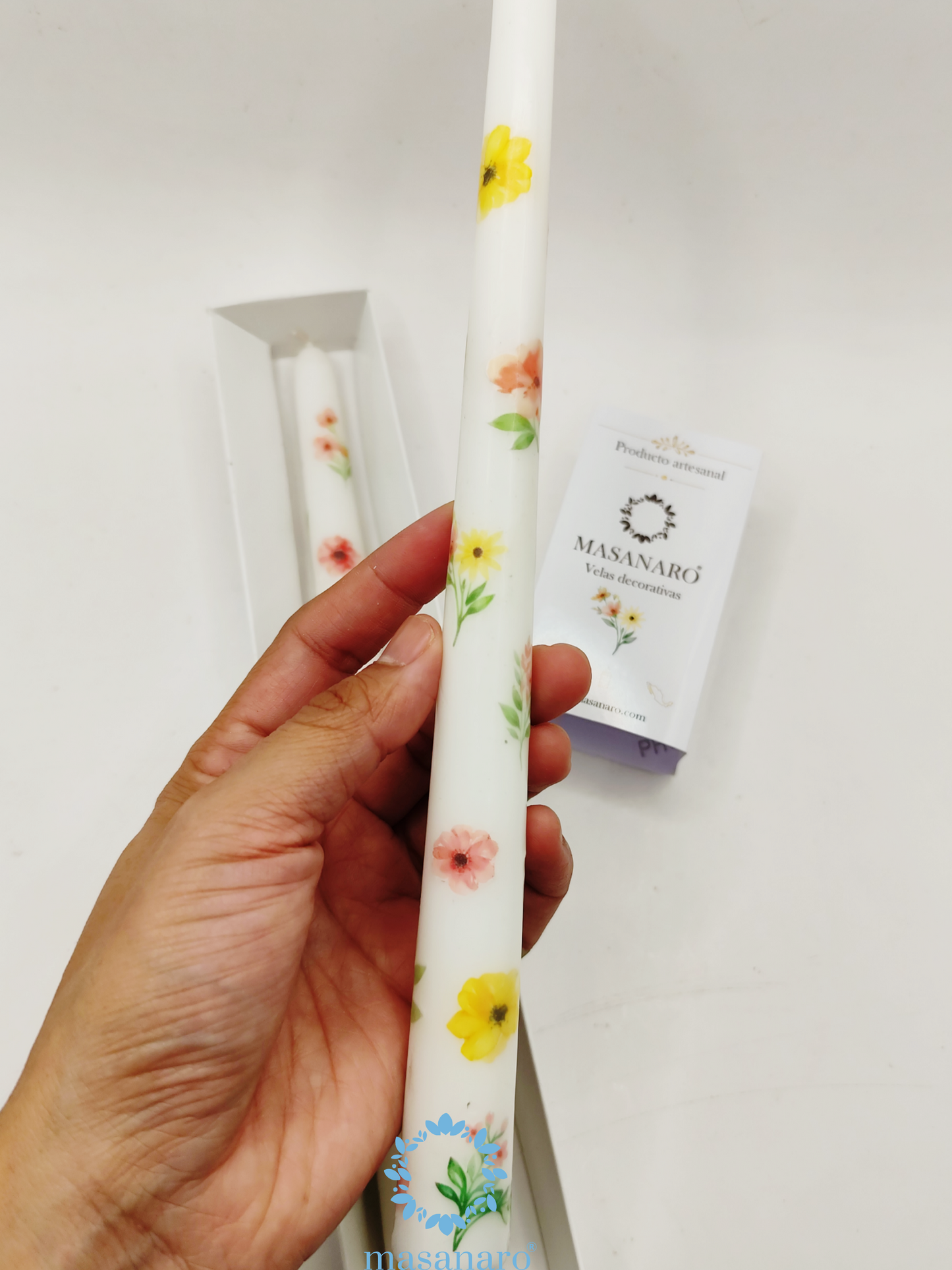 Par velas taper flores de verano