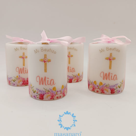 Vela de cirio. Mod. Flores primavera