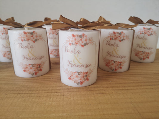 Vela con Diseño flores otoño