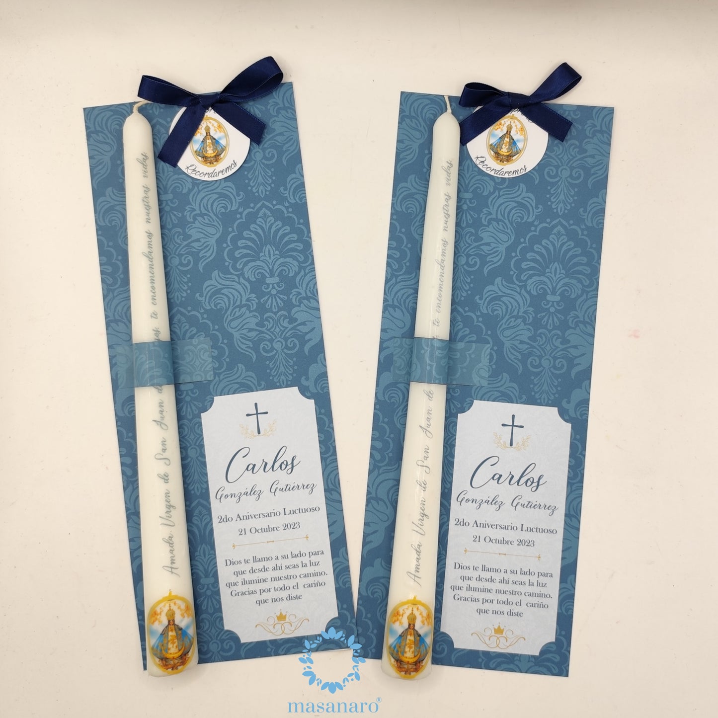 Vela larga con diseño de Virgen de San Juan de los Lagos