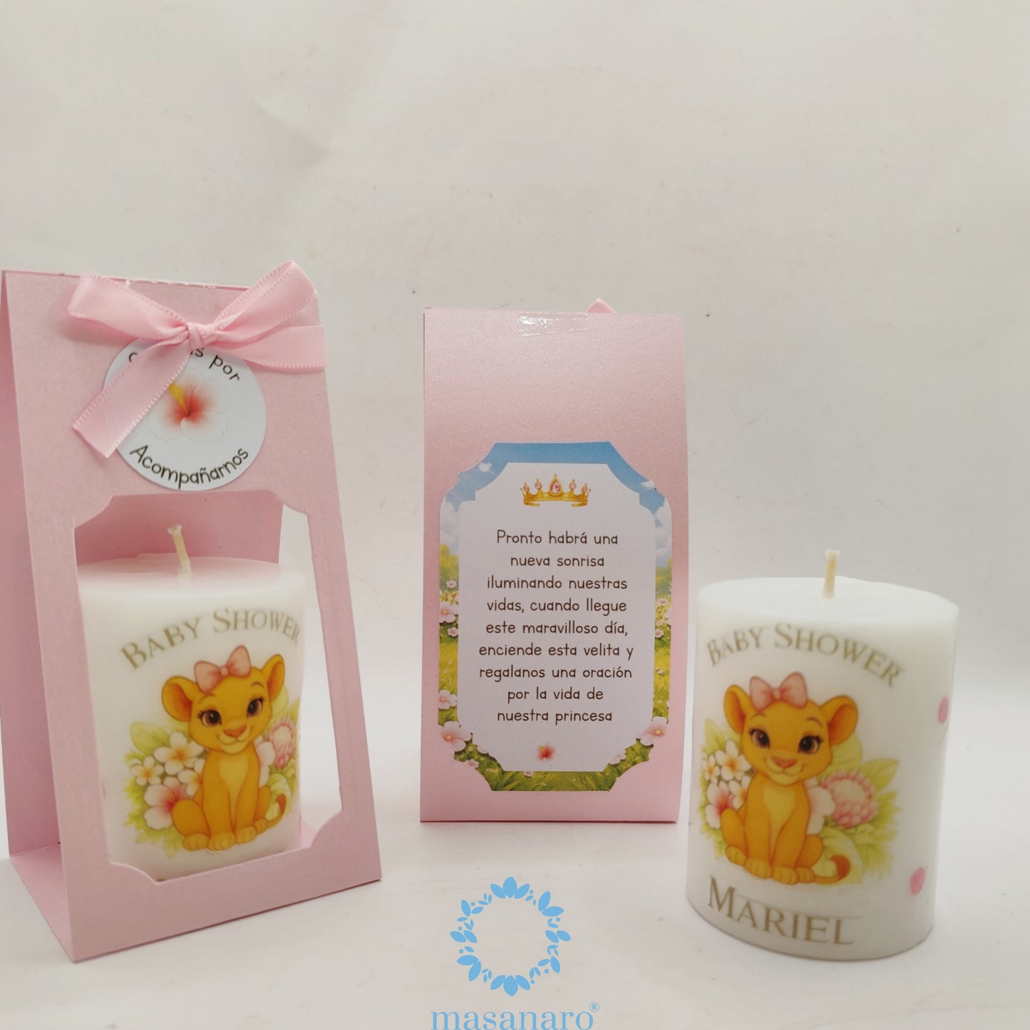 Cirios con empaque de cartón. Diseño Nala bebe