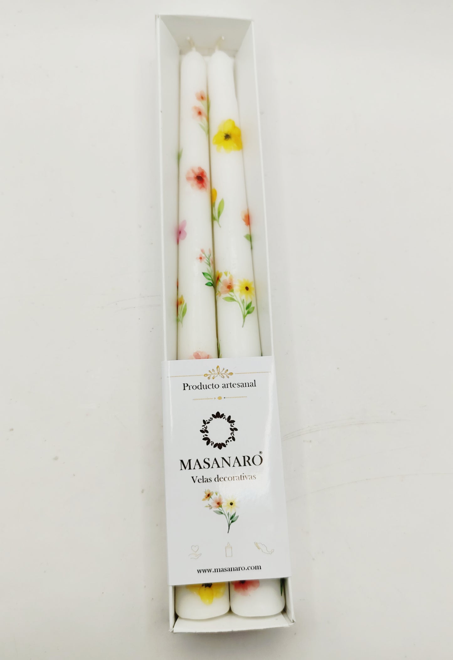 Par velas taper flores de verano