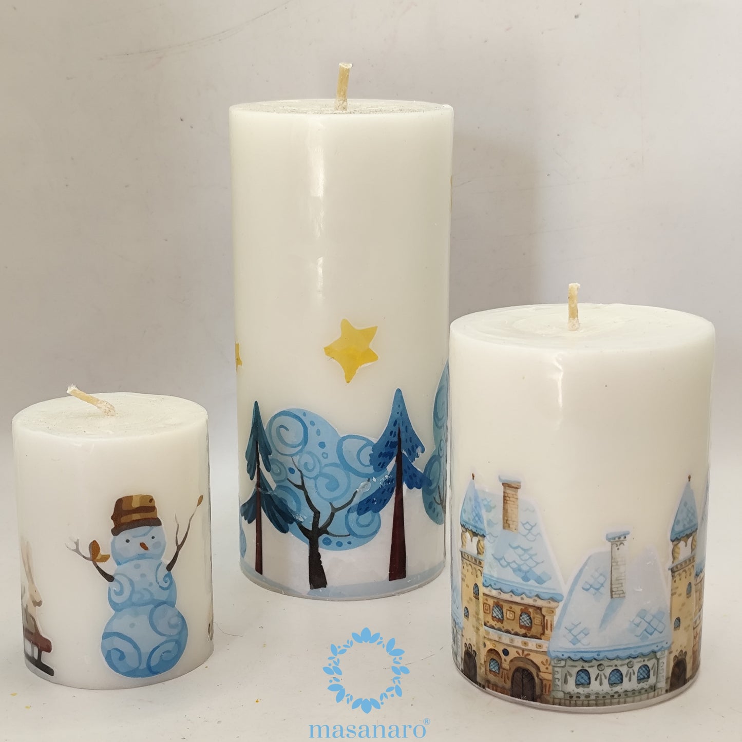Paq. 3 cirios Nieve