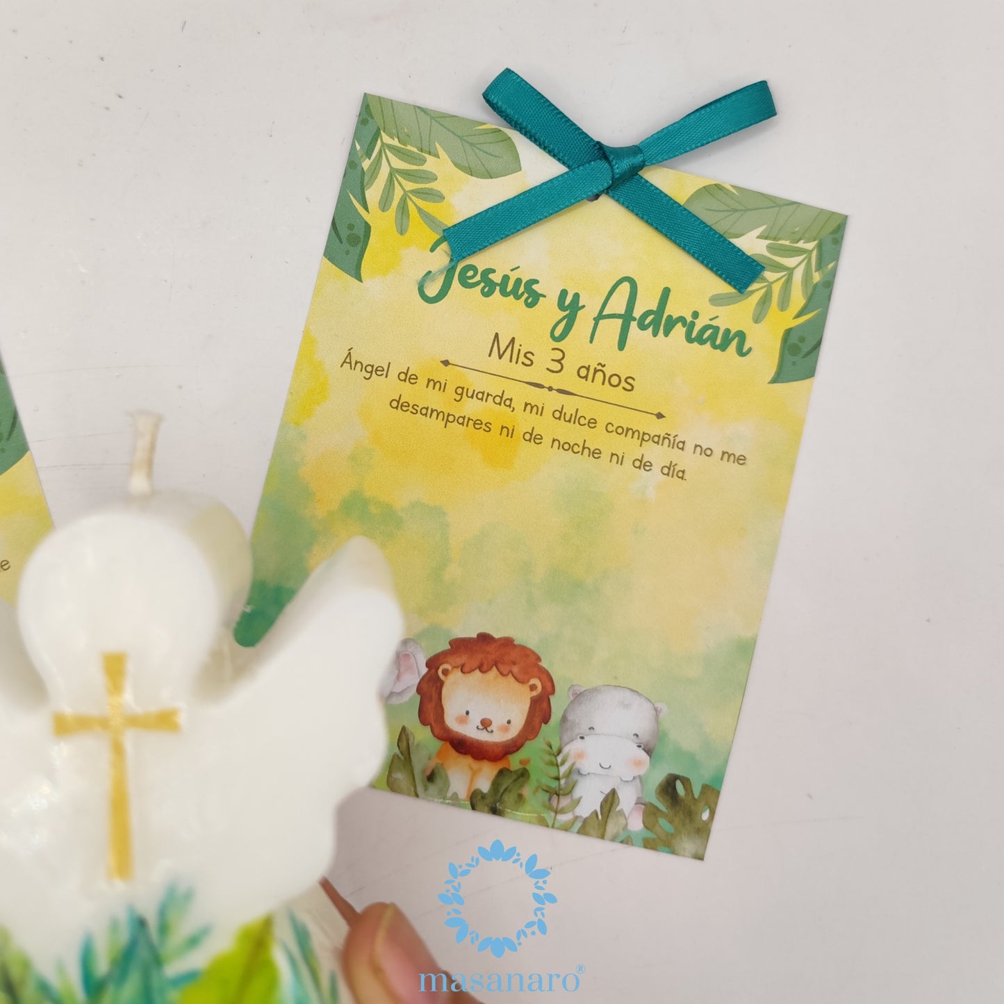 Vela de angelito. Diseño animales de la selva