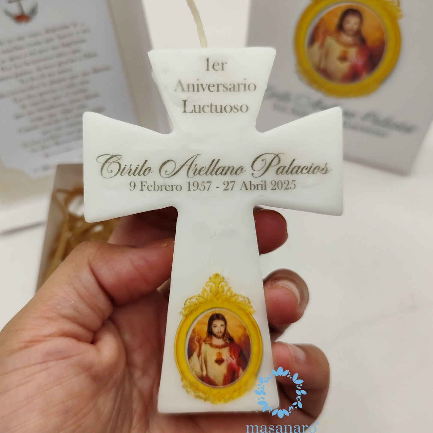 Vela de Cruz. Diseño Sagrado Corazón de Jesús
