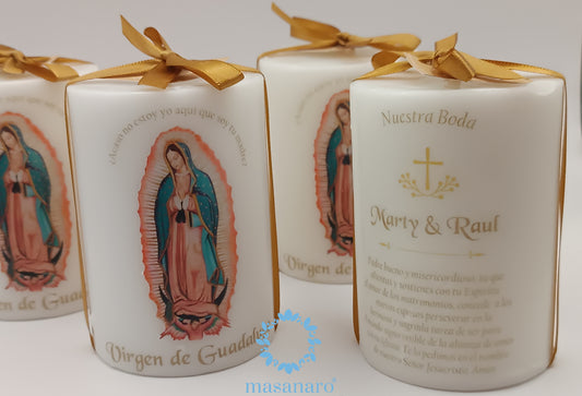 Vela. Diseño. Virgen de Guadalupe Boda