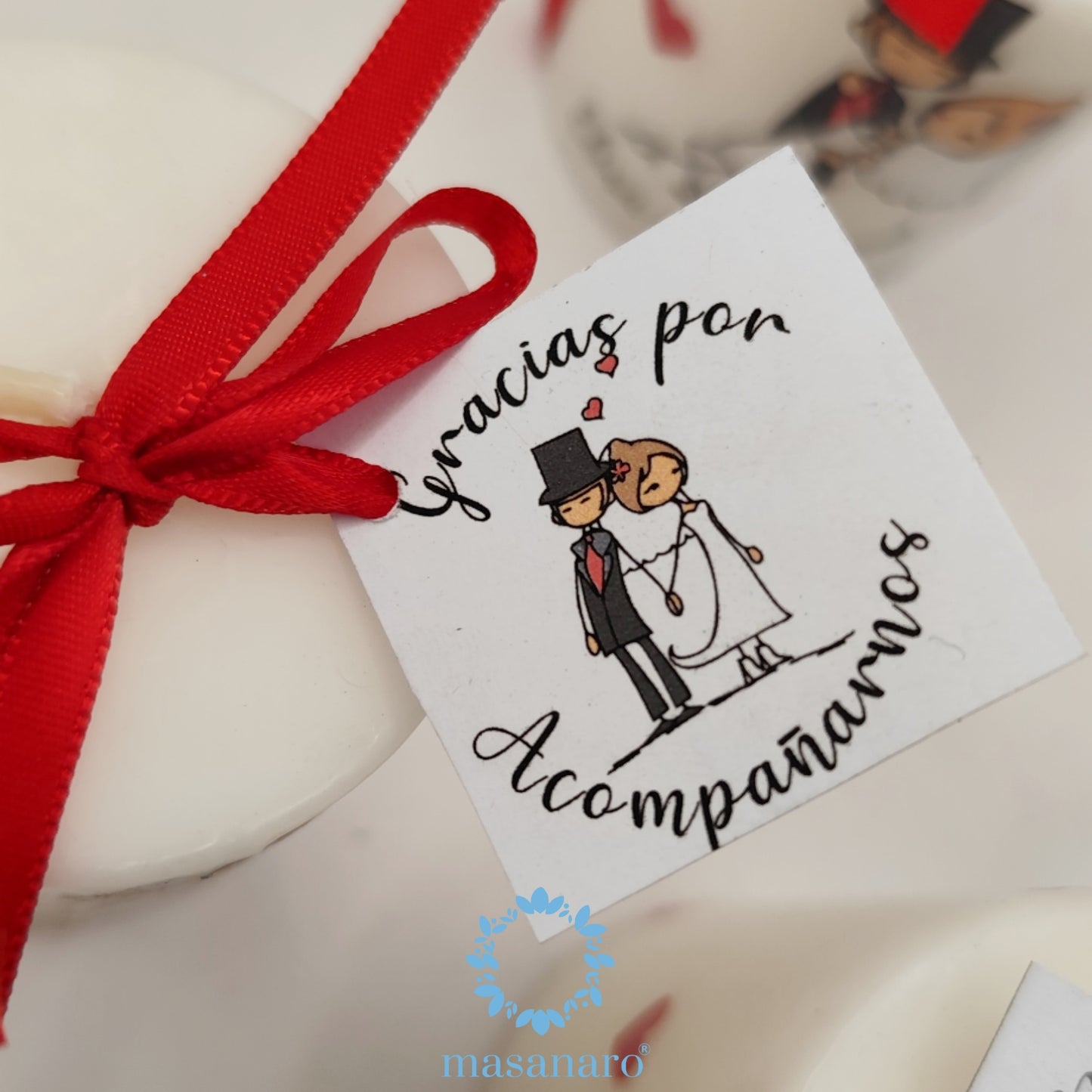 Vela para Boda con diseño de  Novios Enamorados