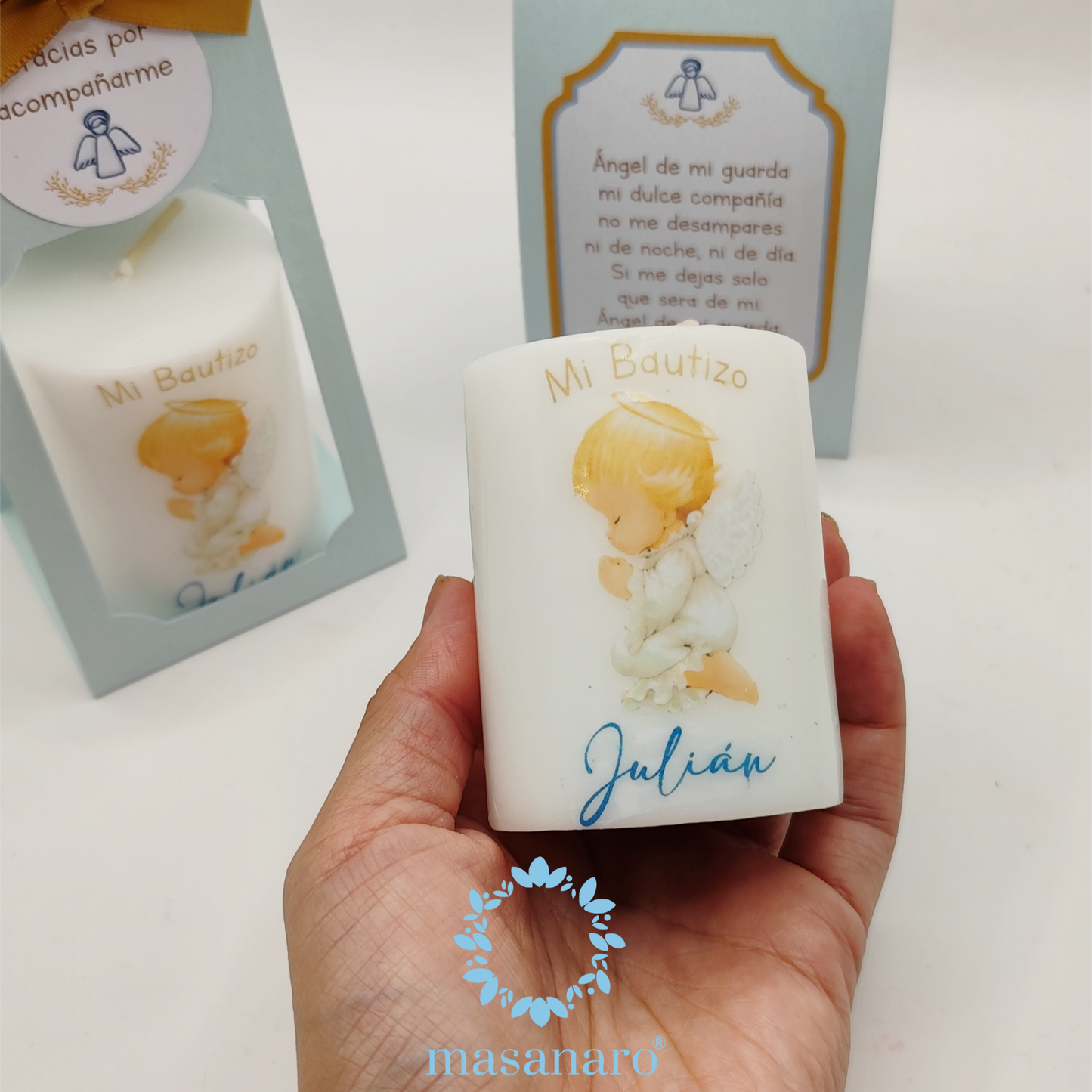 Vela con empaque de cartón. Diseño Angelito