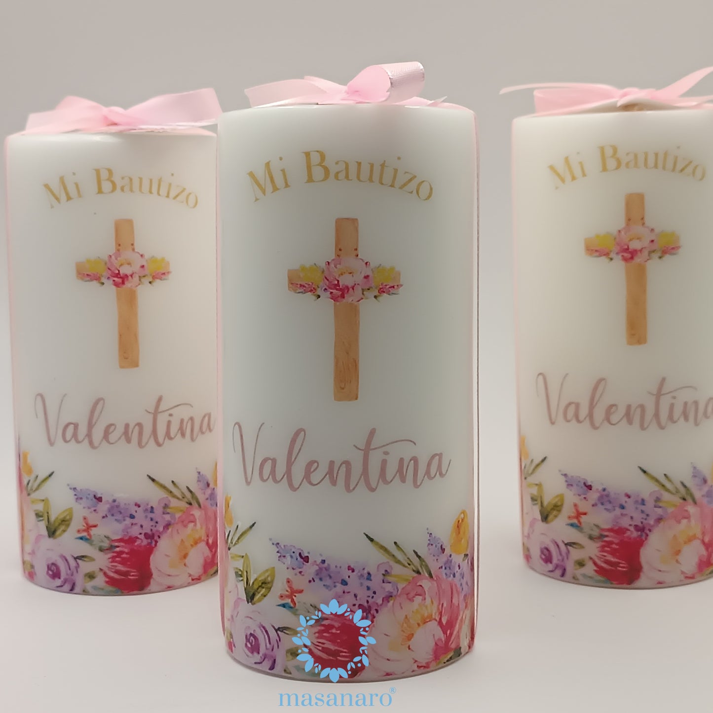 Vela de cirio. Mod. Flores primavera