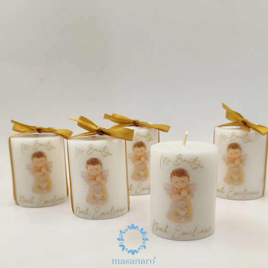 Paq. 10 velas de cirio, bautizo, angelito