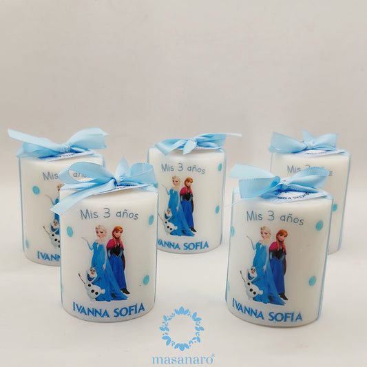 Vela con diseño frozen