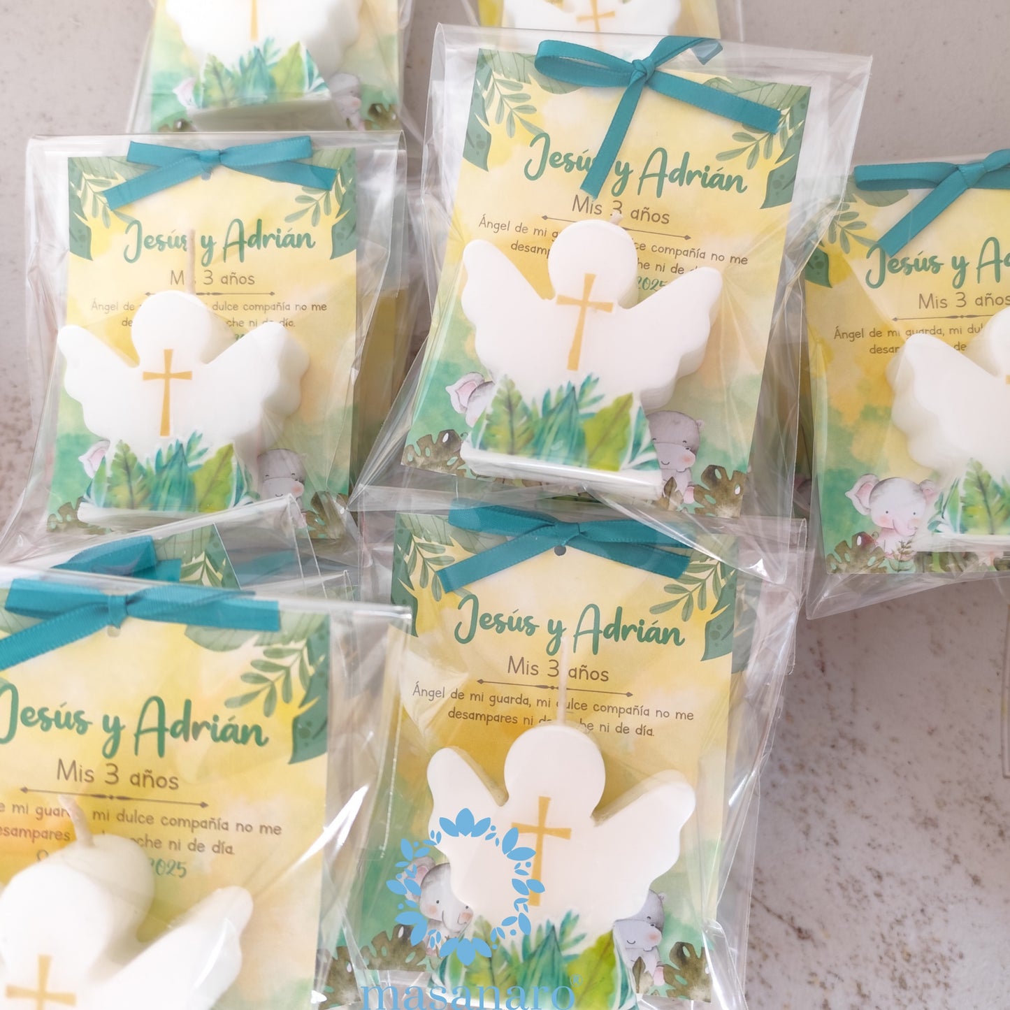 Vela de angelito. Diseño animales de la selva