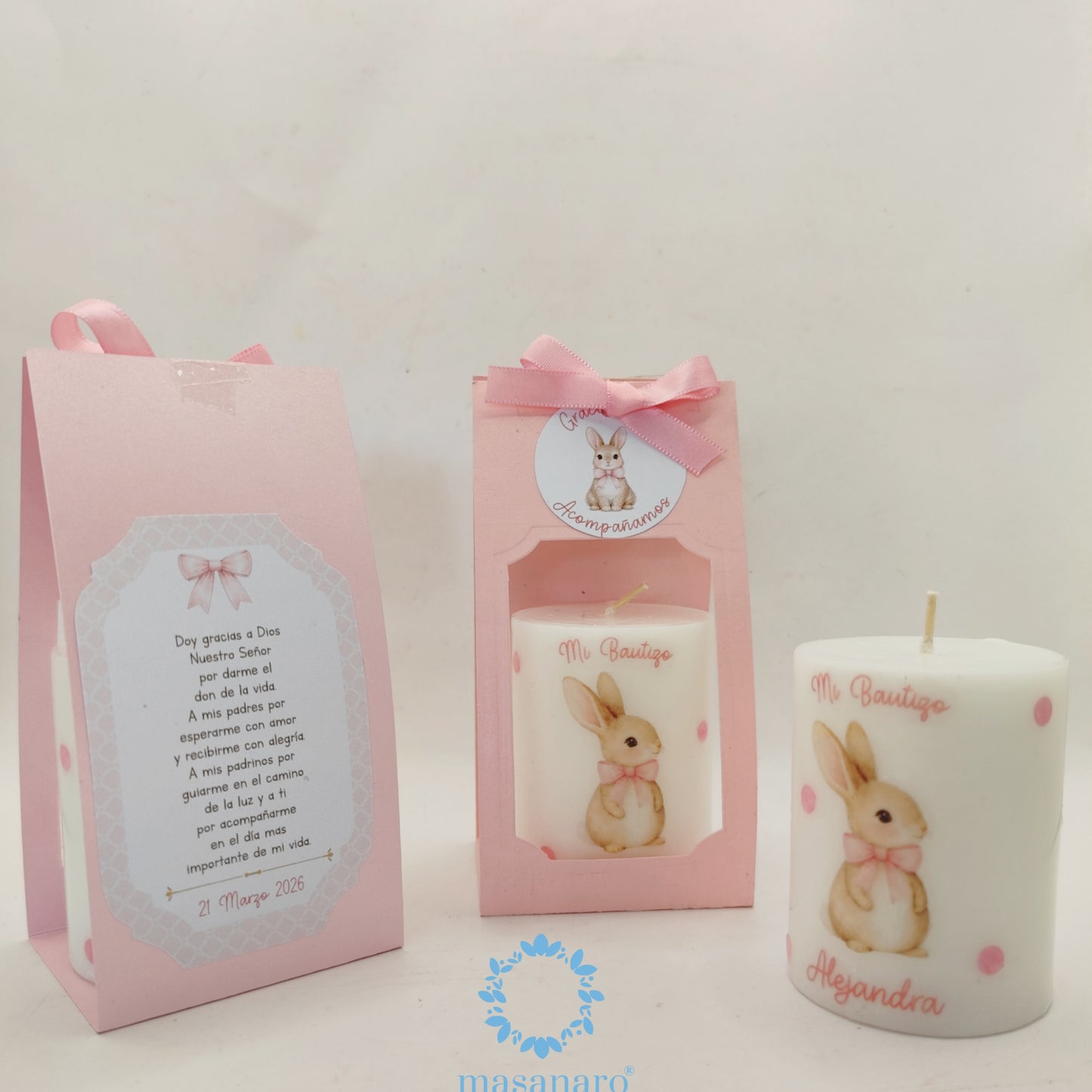 Vela con empaque de cartón. Diseño conejita