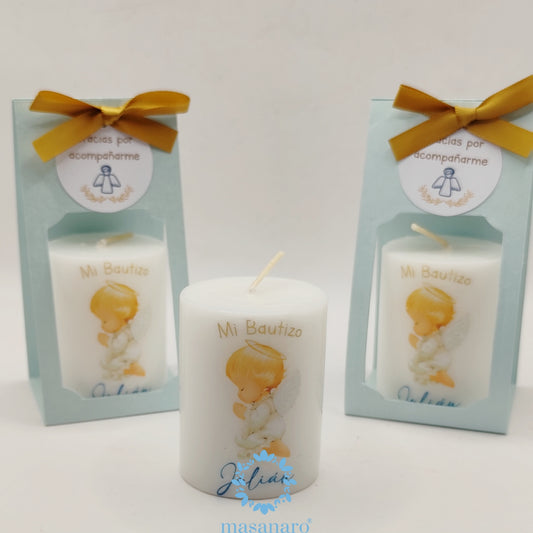 Vela con empaque de cartón. Diseño Angelito