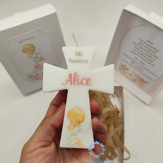 Vela de cruz en caja de cartón