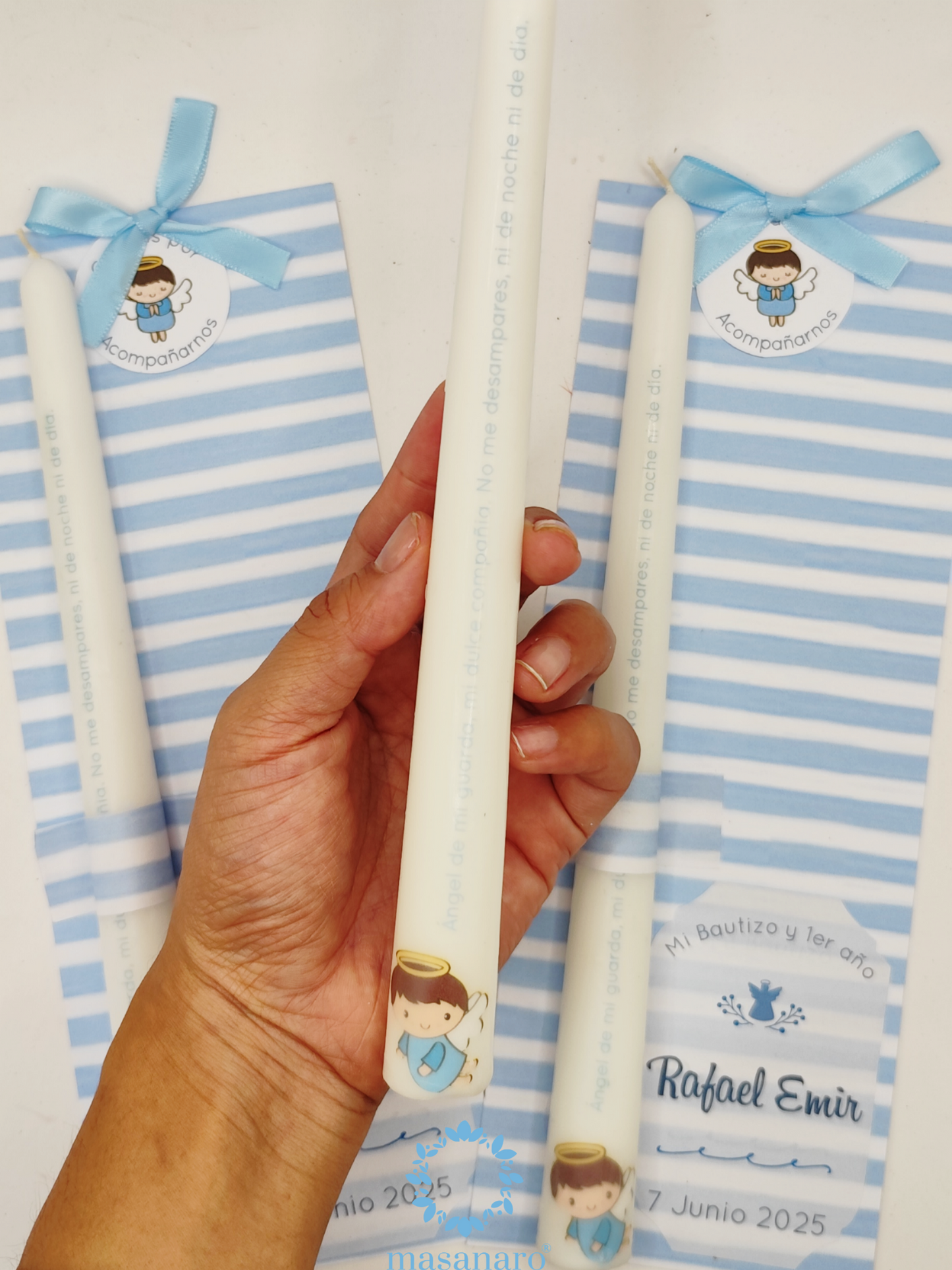 Vela larga con diseño de ángelito