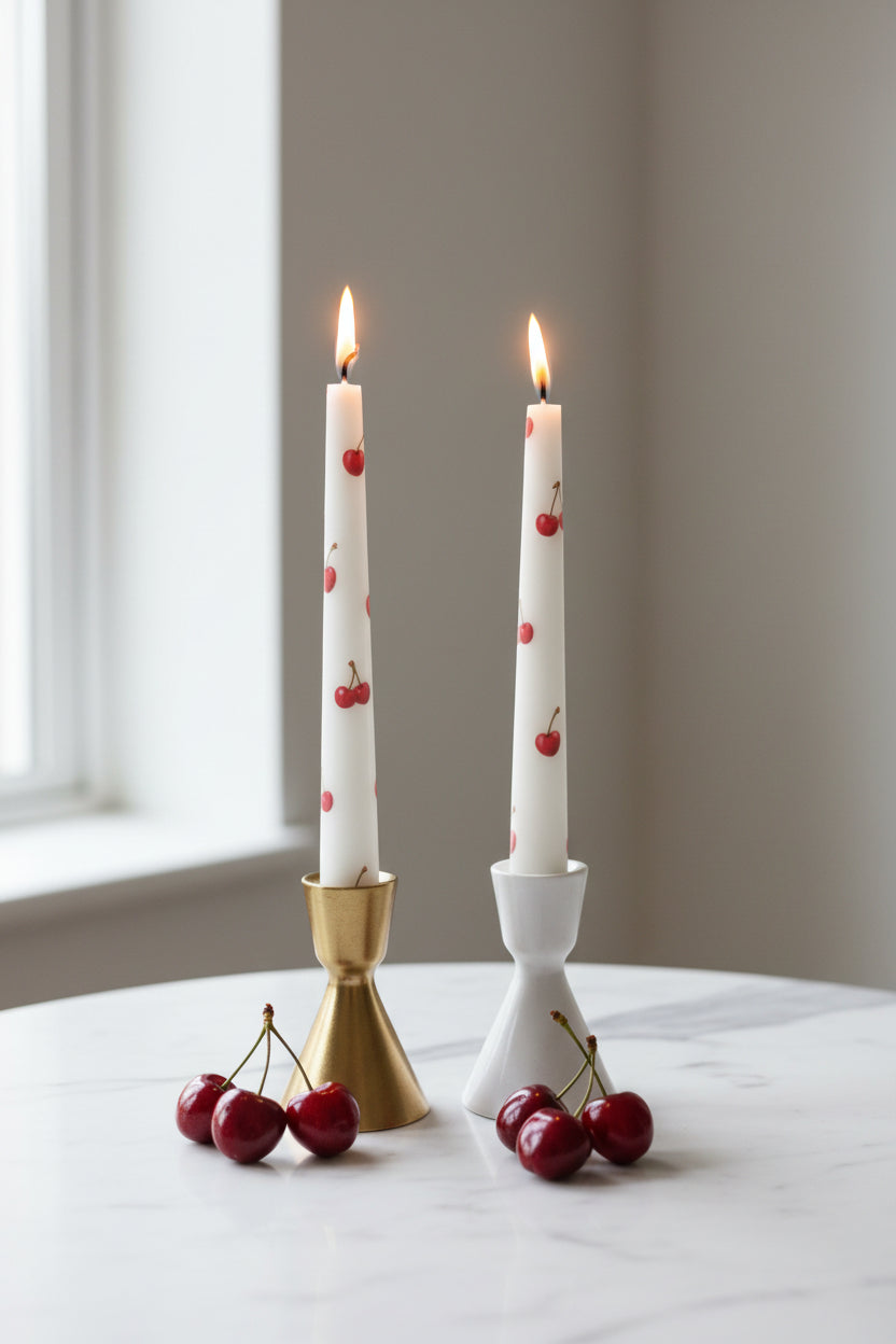 Par velas taper Cerezas