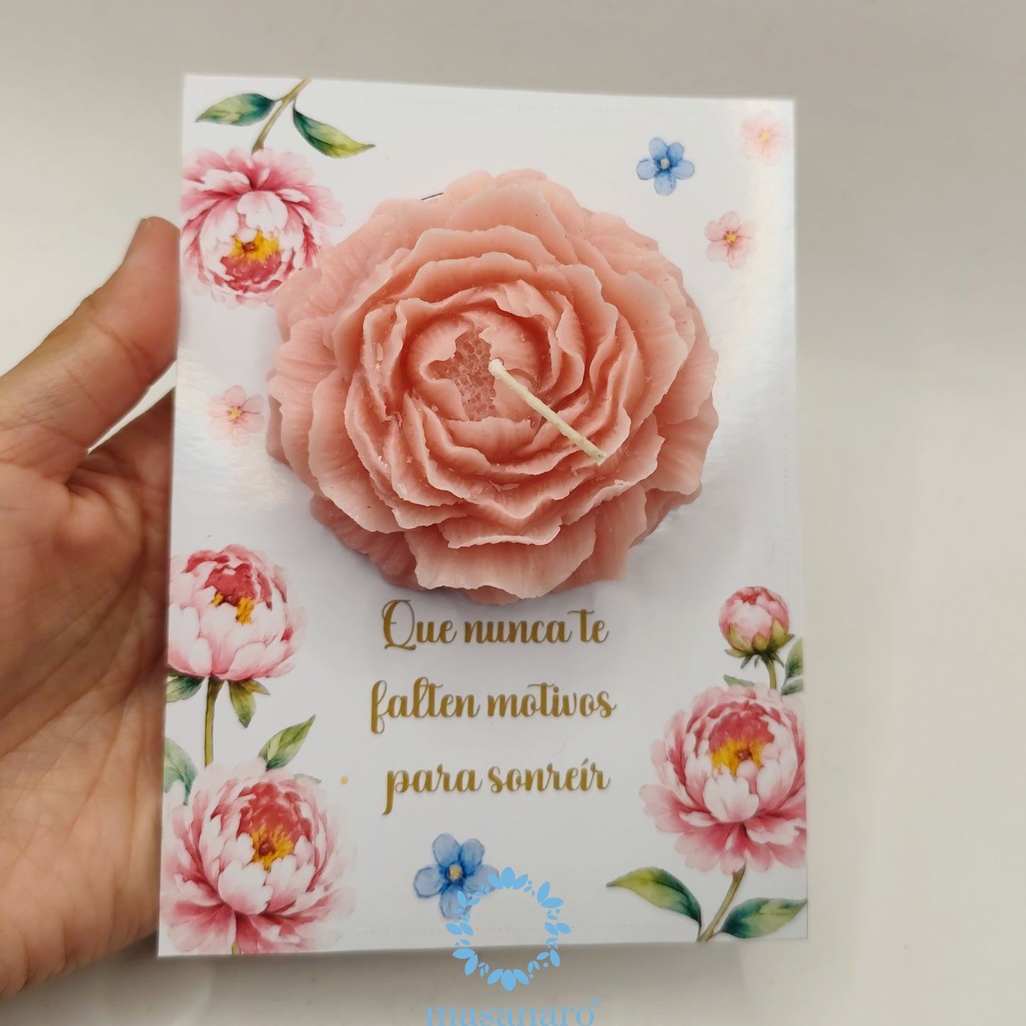 Tarjeta con vela de peonia