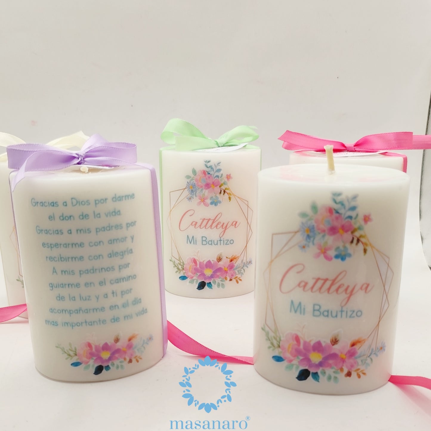 Vela con diseño de flores primavera