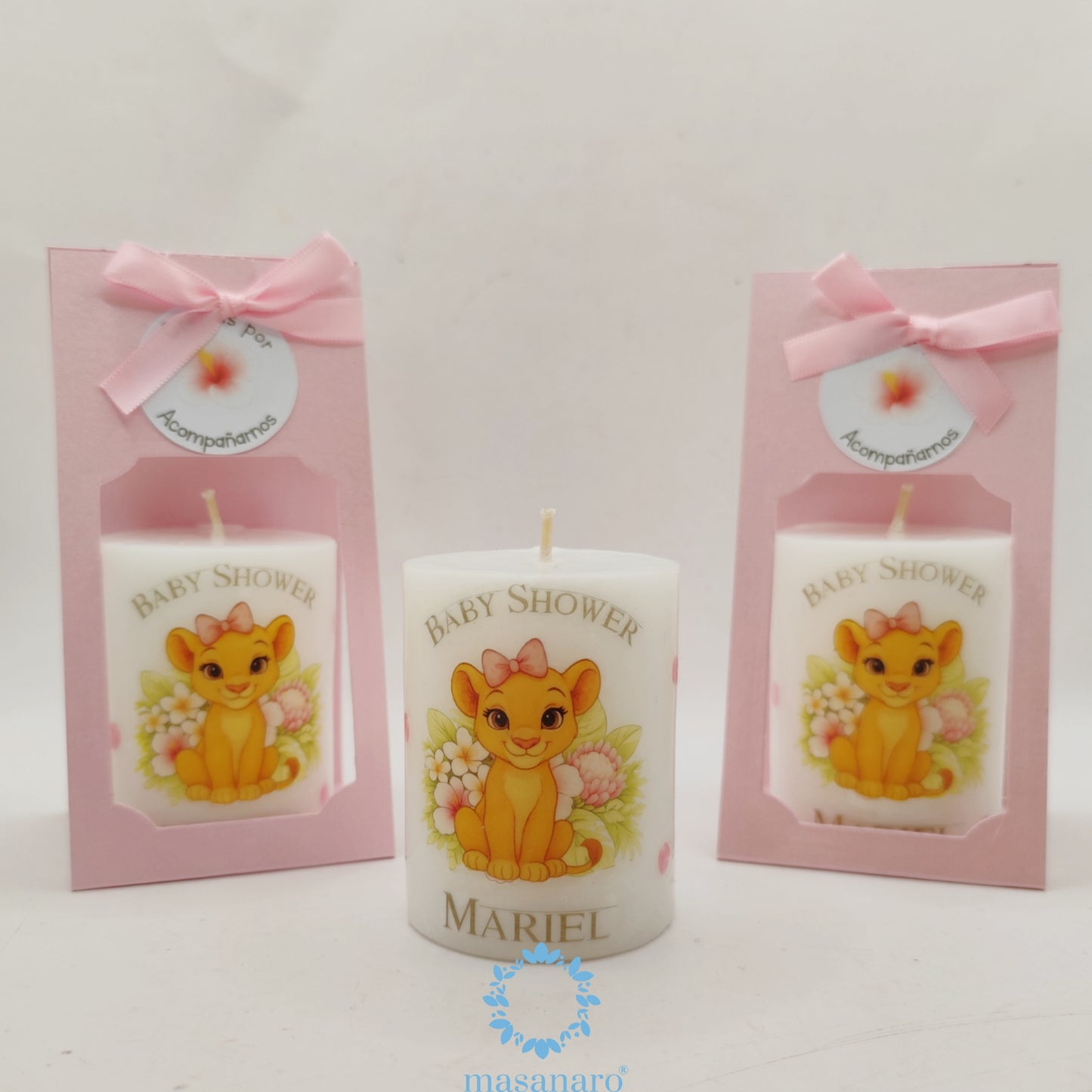 Cirios con empaque de cartón. Diseño Nala bebe