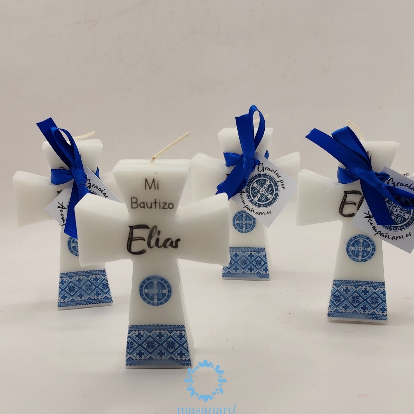 Paquete 10 velas de cruz. Medalla San Benito