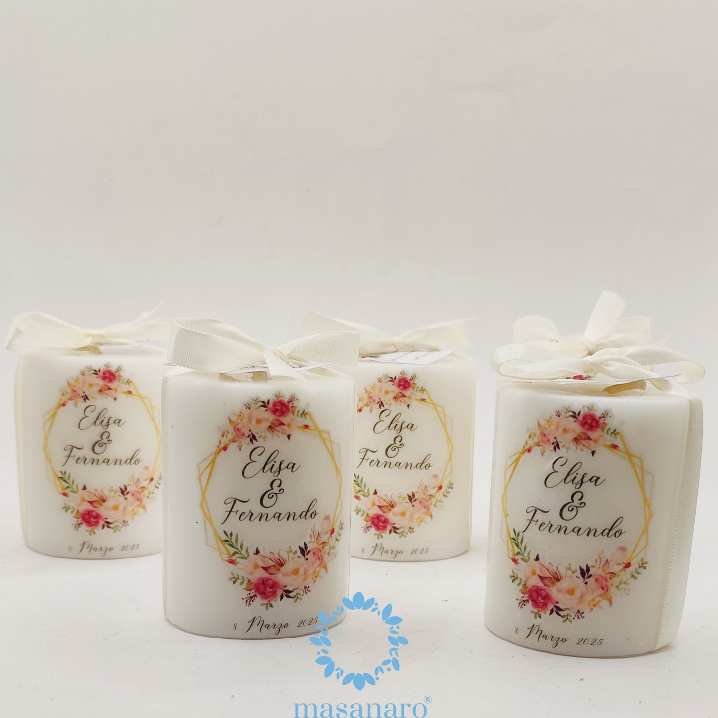 Vela con diseño de flores vintage