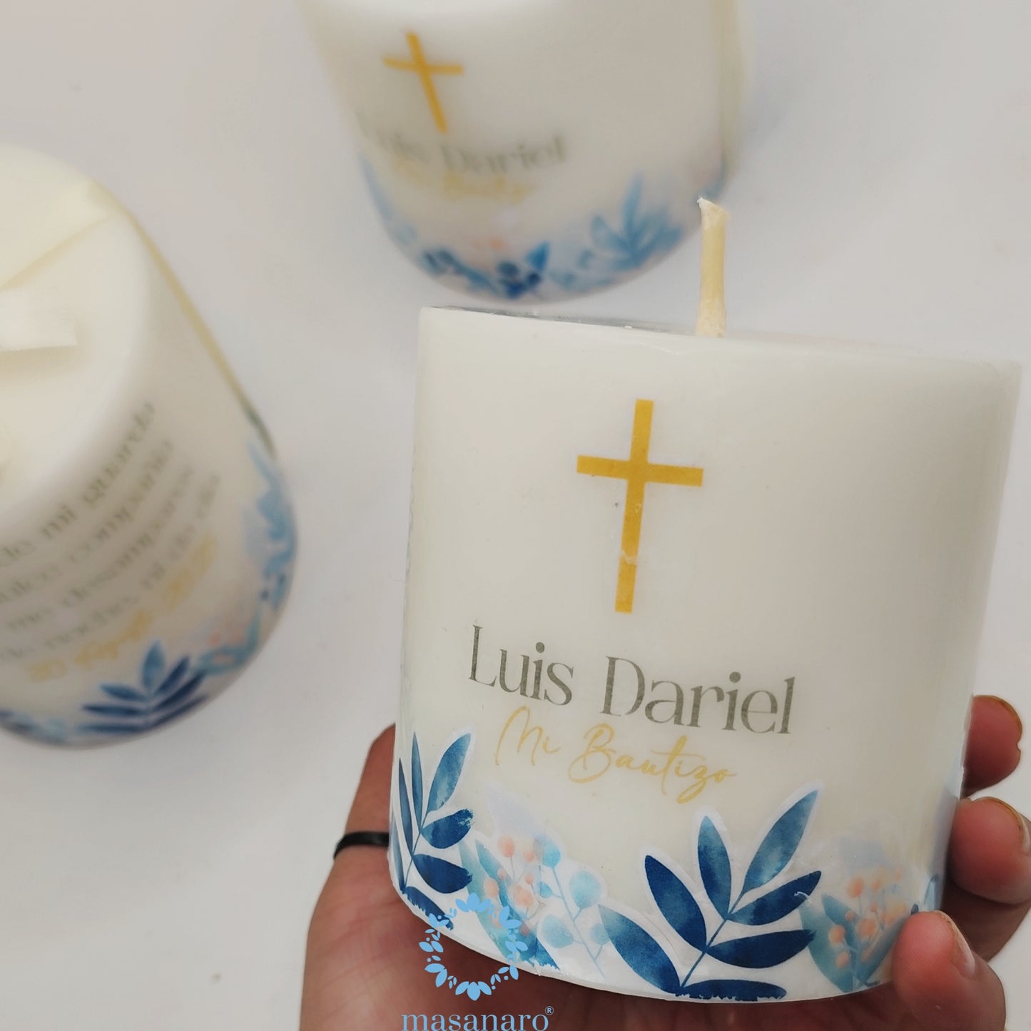 Vela.  Diseño follaje azul