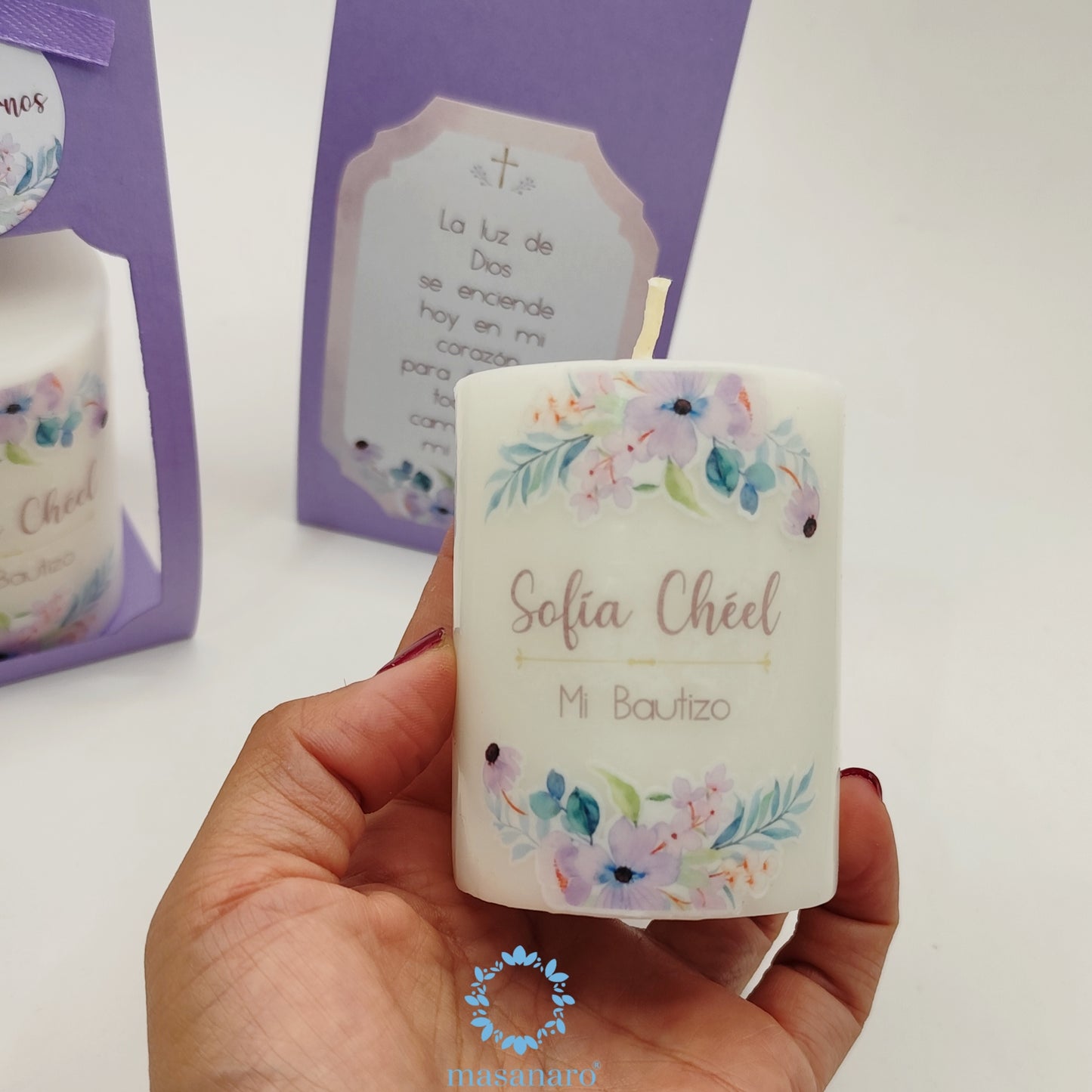 Vela de cirio en empaque de cartón