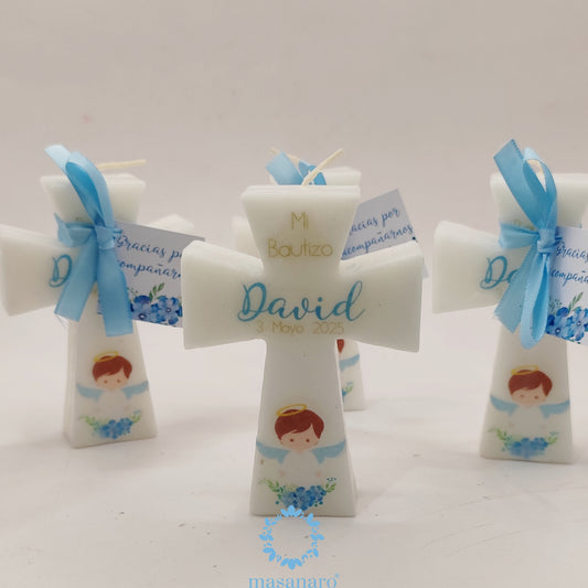 Vela de cruz con diseño de ángelito