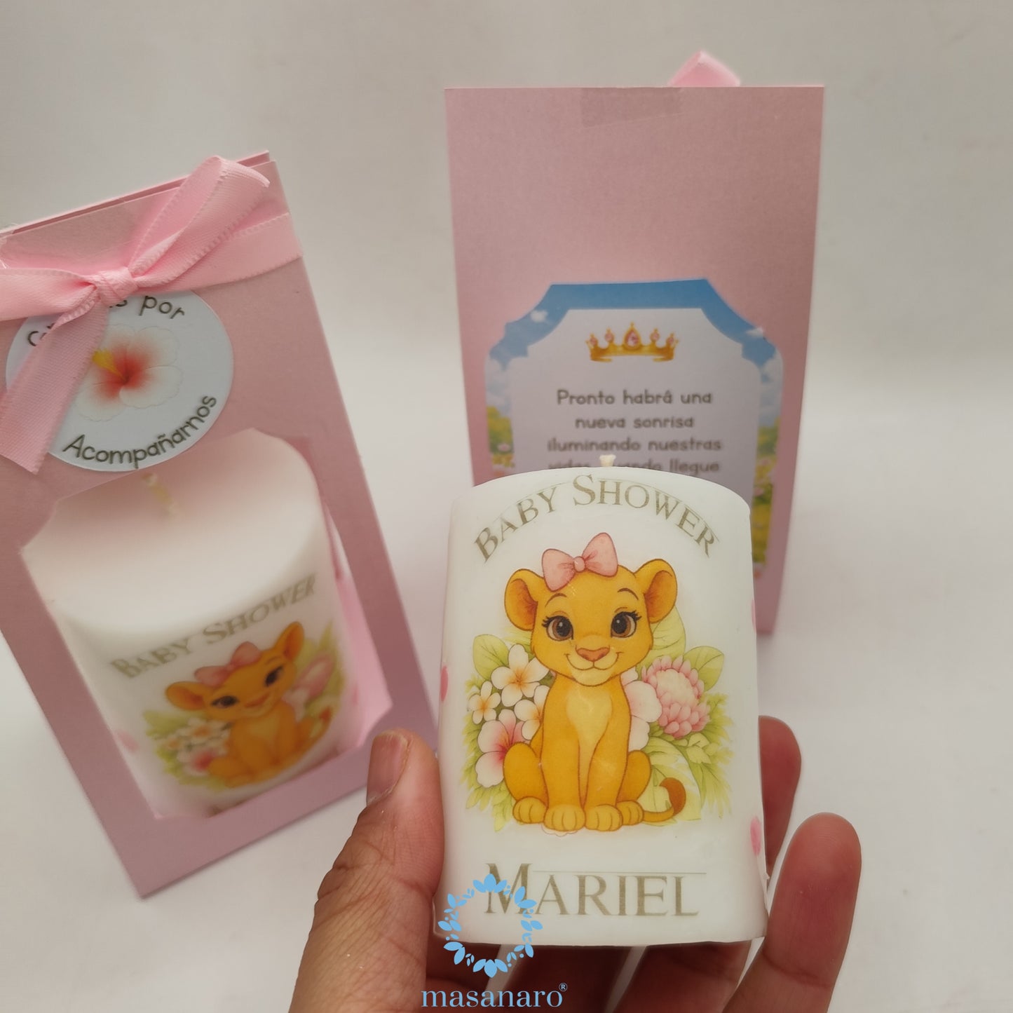 Cirios con empaque de cartón. Diseño Nala bebe