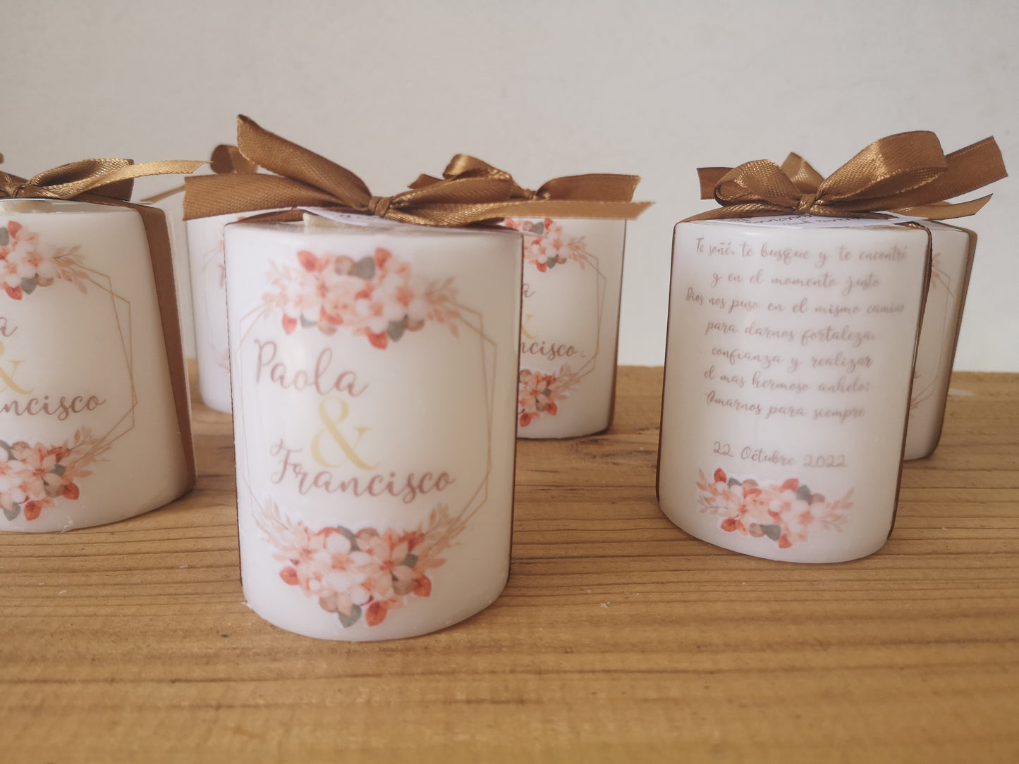 Vela con Diseño flores otoño